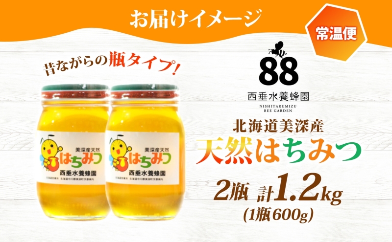 【 ふるさと納税 】北海道美深産 天然はちみつ百花蜜 600g×2瓶（計1.2kg） はちみつ 蜂蜜 百花蜜 ブレンド蜂蜜 みつばち ミツバチ 蜜蜂 純粋国産 国産 日本産 生 瓶タイプ アレンジ クローバー アザミ シナ お取り寄せ 送料無料 北海道 美深町
