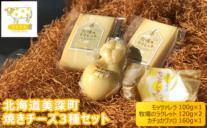 北海道美深町 焼きチーズ3種セット（モッツァレラ・ラクレット・カチョカヴァロ）【北ぎゅう舎】