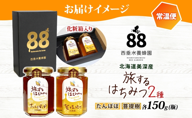 北海道 美深産 はちみつ 2種 たんぽぽはちみつ 菩提樹はちみつ 各150g タンポポ蜜 タンポポ タンポポ蜂蜜 菩提樹ハチミツ 生 シナはちみつ シナ蜜 国産 生はちみつ 無濾過 非加熱 無加糖 ポリフェノール お取り寄せ 送料無料 北海道産