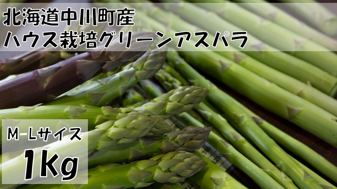 北海道中川町産ハウス栽培グリーンアスパラ　M-Lサイズ　1kg