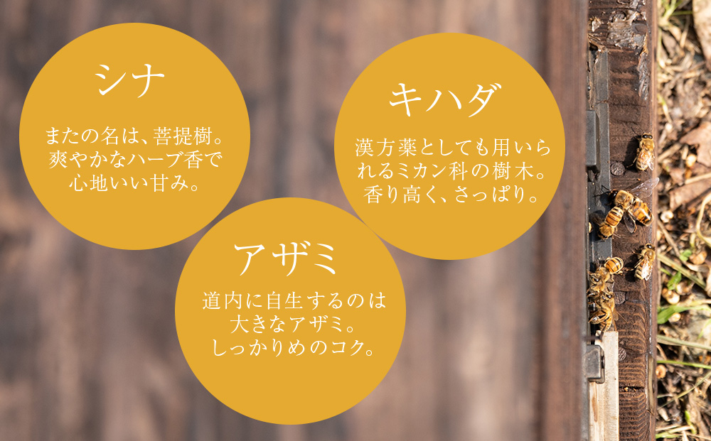 北海道中川町産はちみつ2種セット　各種125g（シナ、アザミ、キハダ、百花）　KIKORIシリーズ「森蜜」