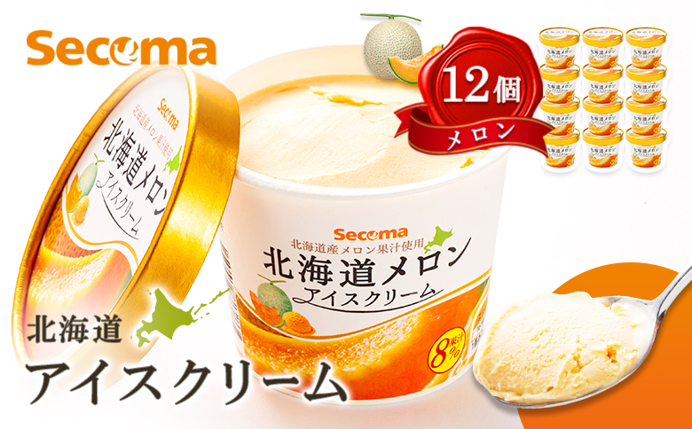 【Secoma】北海道アイスクリーム（メロン12個セット）【01102】