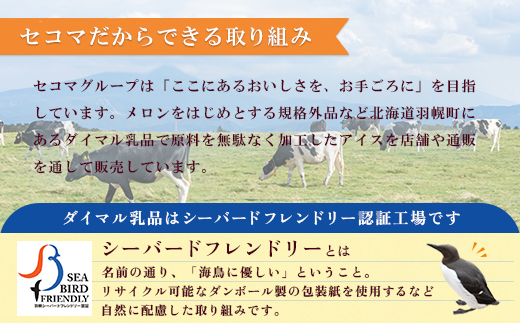 【Secoma】北海道アイスクリーム（バニラ・メロン各6個セット）【01103】