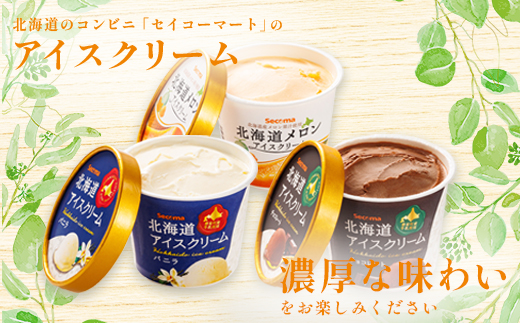 【Secoma】北海道アイスクリーム6個セット 3種×各2個（バニラ・メロン・チョコ） アイス  ふるさと納税 北海道 アイス 食べ比べ セット オンライン申請 オンライン バニラ メロン チョコ アイス 羽幌町 羽幌【01106】
