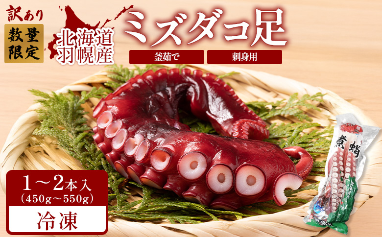 【訳あり】北海道羽幌産 刺身用たこ足小さめ （450～550g）【冷凍】【06114】