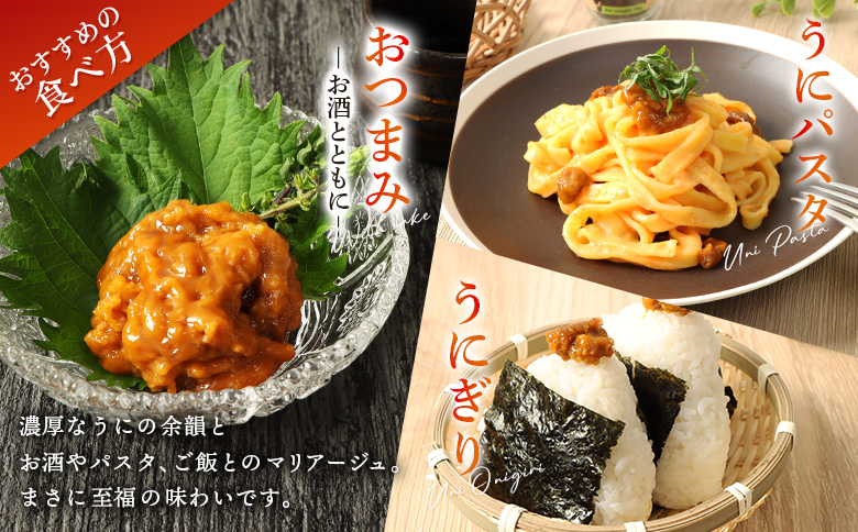 【マリナシーフーズ】うに一夜漬け×2本 計120g（各60g×2本） | オンライン申請 ふるさと納税 北海道 羽幌 ウニ 一夜漬け 塩ウニ 贅沢 高級 うに 海鮮 新鮮 旬 ご飯のお供 酒の肴 おつまみ ギフト 贈り物 お祝い 正月 お取り寄せ ワンストップ マイページ 羽幌町【02176】