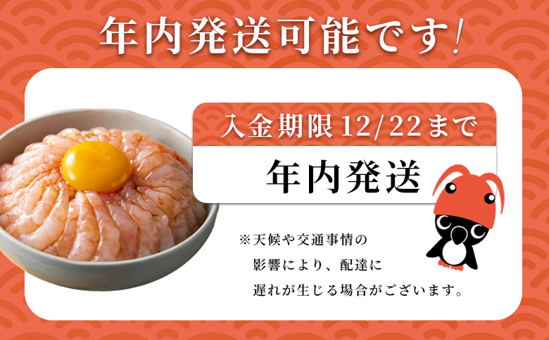 《12月22日までのご入金で年内発送！》超速リキッド凍結でドリップゼロ！北海道羽幌産生鮮甘えび 600g（200g×3パック）【0312101】