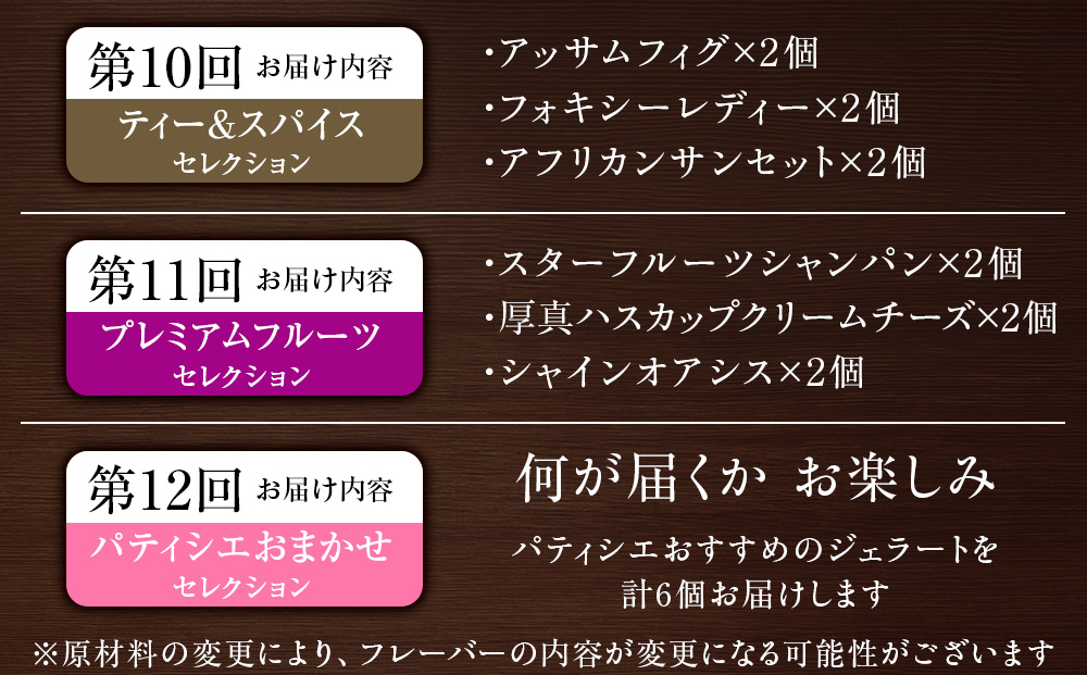 【頒布会12ヵ月】幸せな牛のミルクからできたジェラート パティシエおすすめ6個セット＜?SAKURA STYLE＞