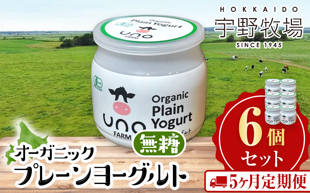 【定期便5ヶ月】オーガニックプレーンヨーグルト（無糖）6個セット