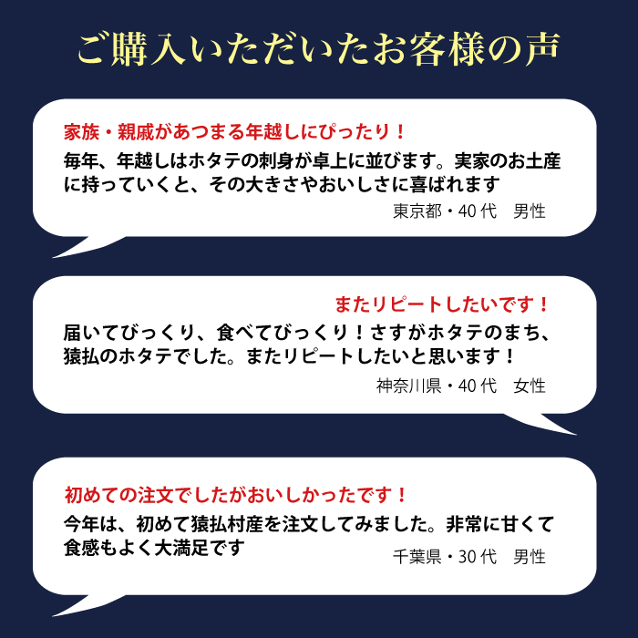 2024年とれたてを急速冷凍 北海道猿払産　冷凍ホタテ貝柱　500g（25～30玉）【0104201】