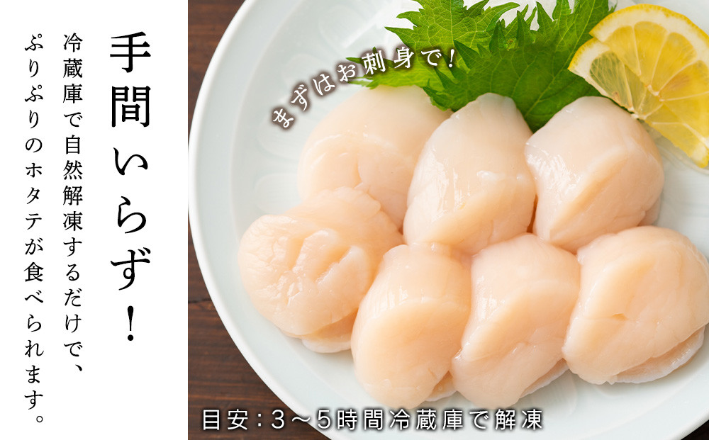 ホタテ 北海道産 冷凍 貝柱 500ｇ(250g×2個セット) 【頓別漁業協同組合】