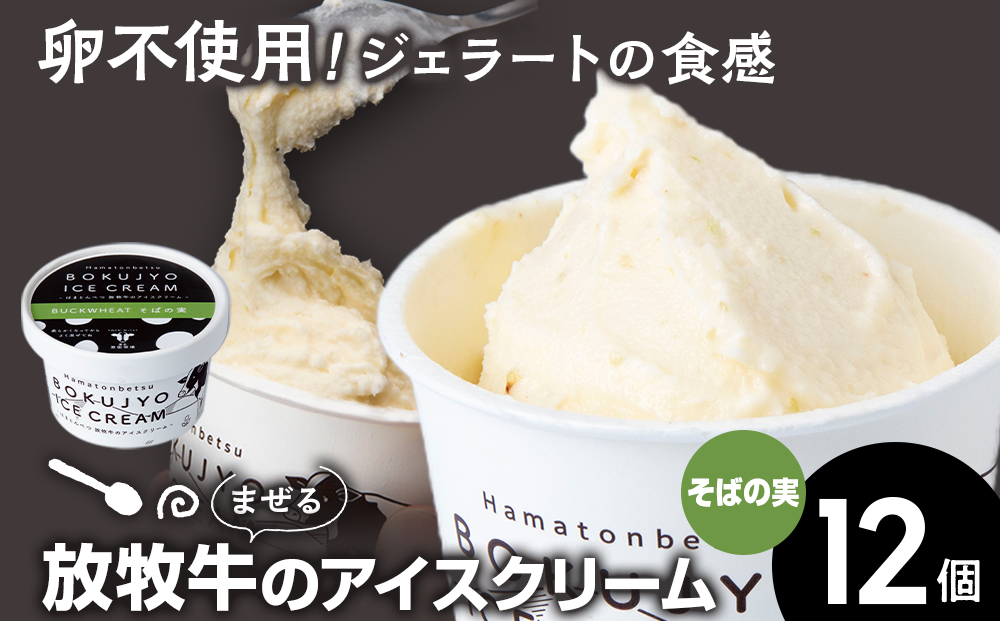 放牧牛 アイスクリーム 12個（そばの実） 【池田牧場】