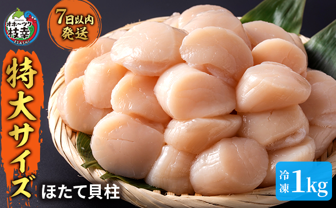 特大ジャンボほたて貝柱！たっぷり1kg 【枝幸ほたて】海洋食品【 冷凍 貝柱 刺身 大 魚介 海 年越し 帆立 魚介類 北海道 オホーツク 枝幸 】