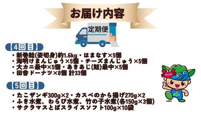 ～北海道枝幸町からのお届け まるごと堪能品！ 定期便9～【 ホタテ 貝柱 大粒 冷凍 ほたて 毛がに ほたて ステーキ めじか鮭 切身 ホッケ フライ など】 