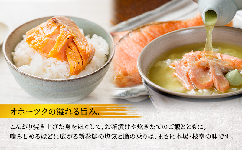オホーツク枝幸産 ブランド新巻鮭「白王」LLサイズ（姿切身 約5.5kg～5.99kgの生鮭使用）職人手切り加工［六三海］【 鮭 サケ 切身 新巻 塩漬け おかず お弁当 北海道 オホーツク 枝幸 】