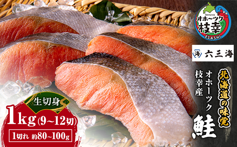 オホーツク枝幸産 鮭 生切身 1kg（9～12切/1切れ約80～100g）バラ凍結 手切り 北海道の味覚 [六三海]【 鮭 サケ 切身 北海道 オホーツク 枝幸 】