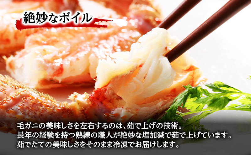 【枝幸毛ガニ】冷凍ボイル毛がに 約670g×1尾 流氷明け 身入り抜群［壽綜合商事］【 カニ 蟹 毛ガニ 毛がに 毛蟹 かにみそ 蟹味噌 ボイル 茹で 冷凍 北海道 オホーツク 枝幸 】