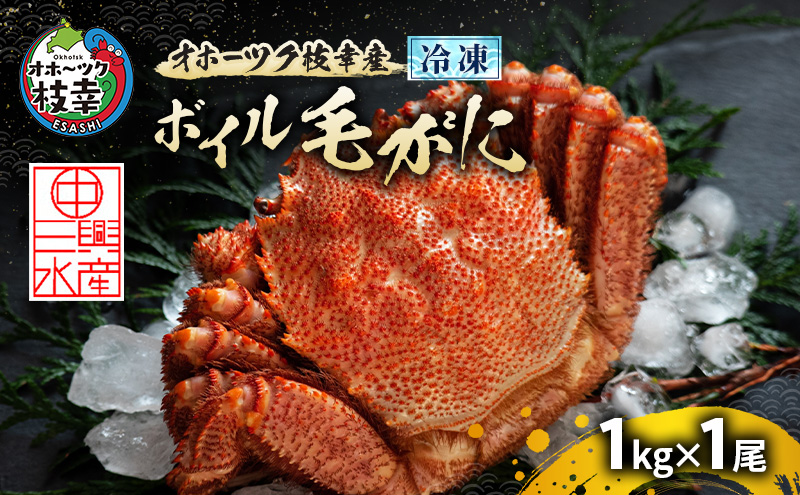 オホーツク枝幸産 冷凍ボイル毛がに 1kg×1尾［三興水産］濃厚な蟹味噌【 カニ 蟹 毛ガニ 毛がに 毛蟹 かにみそ 蟹味噌 ボイル 茹で 冷凍 北海道 枝幸 特大 ギフト 】
