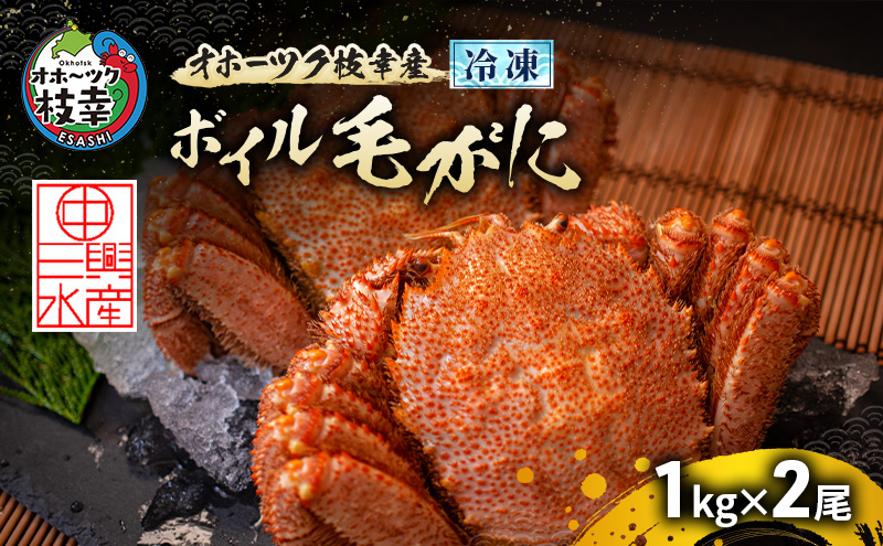 オホーツク枝幸産 冷凍ボイル毛がに 1kg×2尾［三興水産］濃厚な蟹味噌【 カニ 蟹 毛ガニ 毛がに 毛蟹 かにみそ 蟹味噌 ボイル 茹で 冷凍 北海道 枝幸 特大 ギフト 】