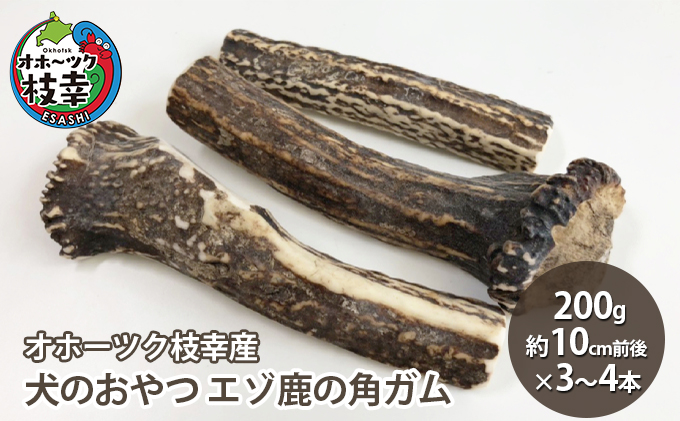 犬のおやつ エゾ鹿の角ガム200g（約10cm前後×3～4本）【オホーツク枝幸産】