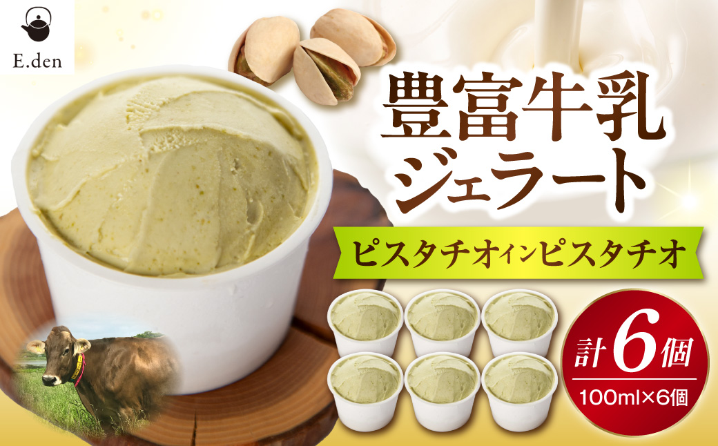 E.den(エデン) 豊富牛乳ジェラート ピスタチオインピスタチオ 100ml×6個