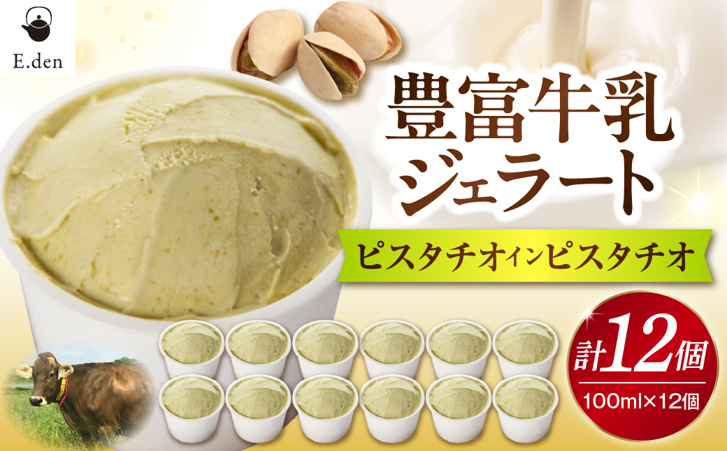 E.den(エデン) 豊富牛乳ジェラート ピスタチオインピスタチオ 100ml×12個