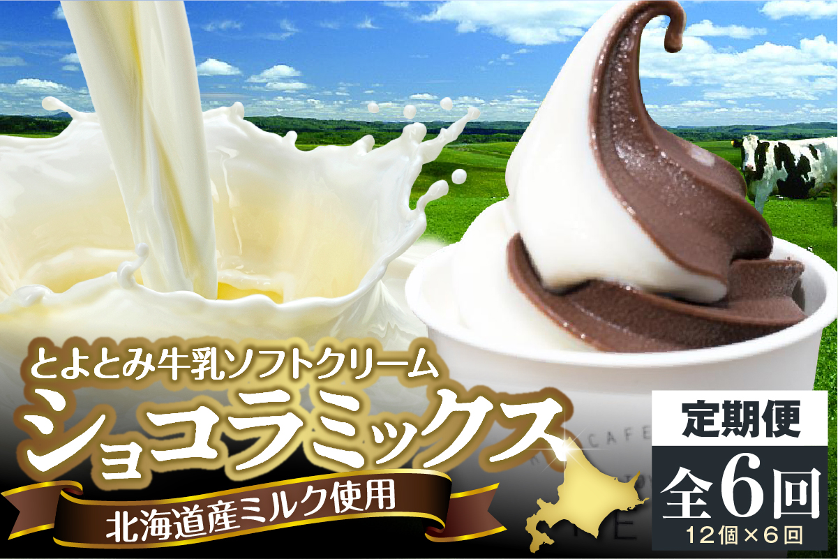【6か月定期便】とよとみ牛乳ソフトクリーム【ショコラミックス 120ml×12個】