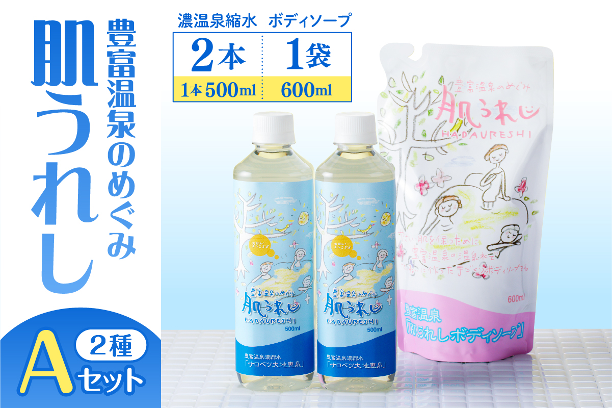 豊富温泉 濃縮温泉水サロベツ大地恵泉 (500ml×2本) ＆ ボディーソープ (600ml×1個) セット
