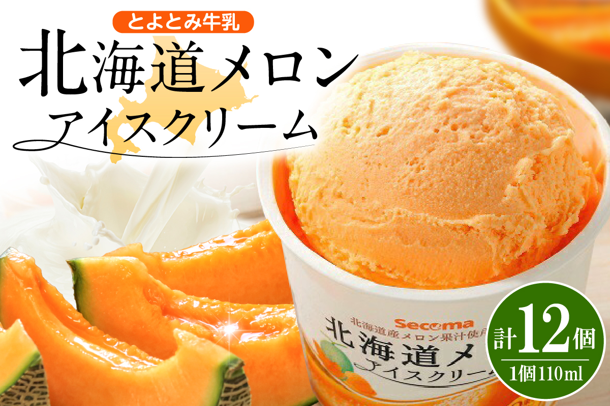 とよとみ牛乳 北海道メロンアイスクリーム 110ml×12個