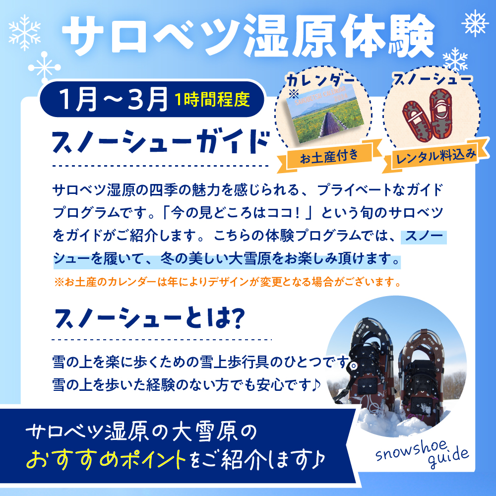サロベツ湿原体験！スノーシューガイド 1名様 【1〜3月】