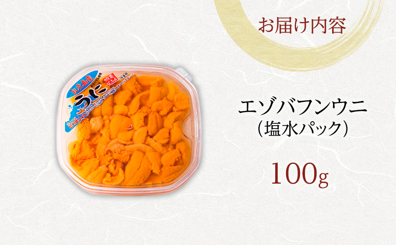 北海道 礼文島産 採れたて バフンウニ  塩水パック 100g×1  生うに 生ウニ  塩水うに