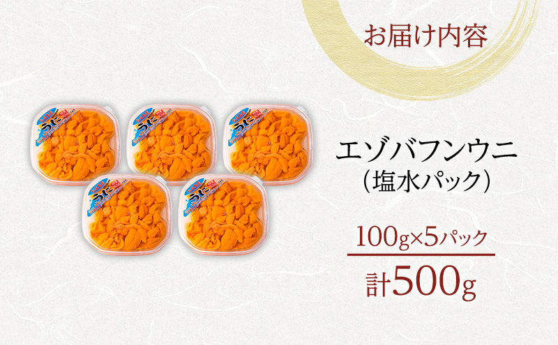 北海道 礼文島産 採れたて バフンウニ  塩水パック 100g×5  生うに 生ウニ  塩水うに