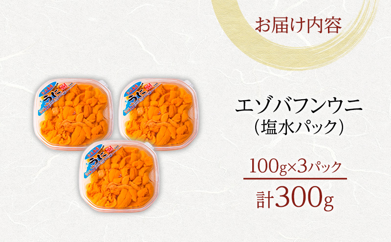 北海道 礼文島産 採れたて バフンウニ  塩水パック 100g×3  生うに 生ウニ  塩水うに