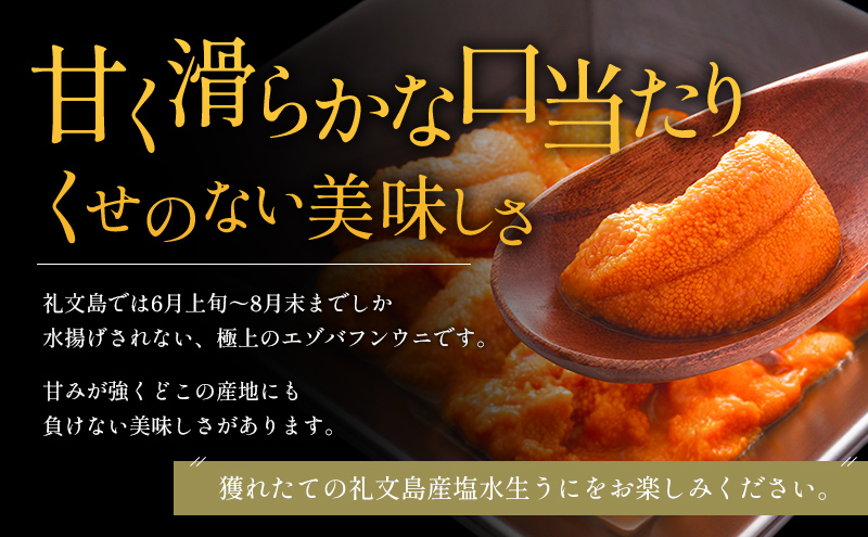 先行予約 北海道 礼文島産  塩水ウニ （ エゾバフンウニ ）100g×2  生うに うに 雲丹  魚貝類 魚卵 海の幸 肴 つまみ 海鮮 生もの 北海道産 