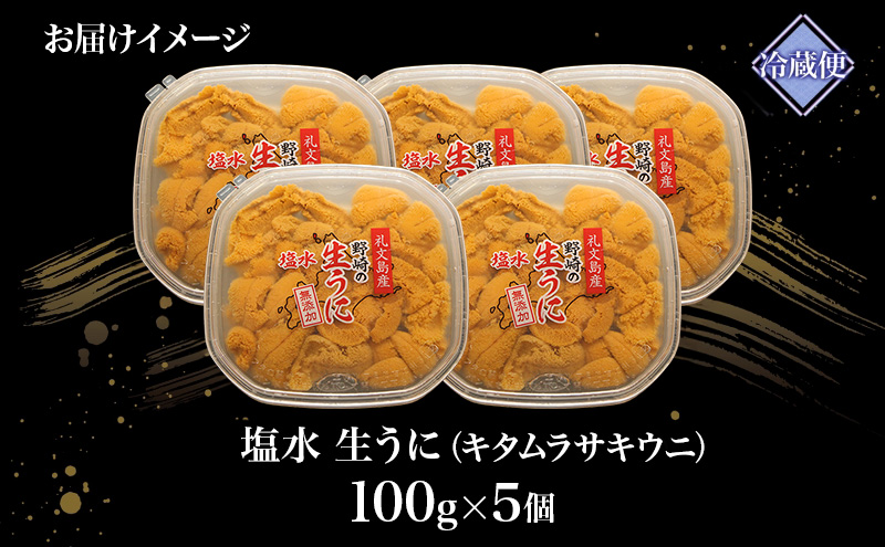 北海道 礼文島産  塩水ウニ （ キタムラサキウニ ）100g×5  生うに うに 雲丹  魚貝類 500g 