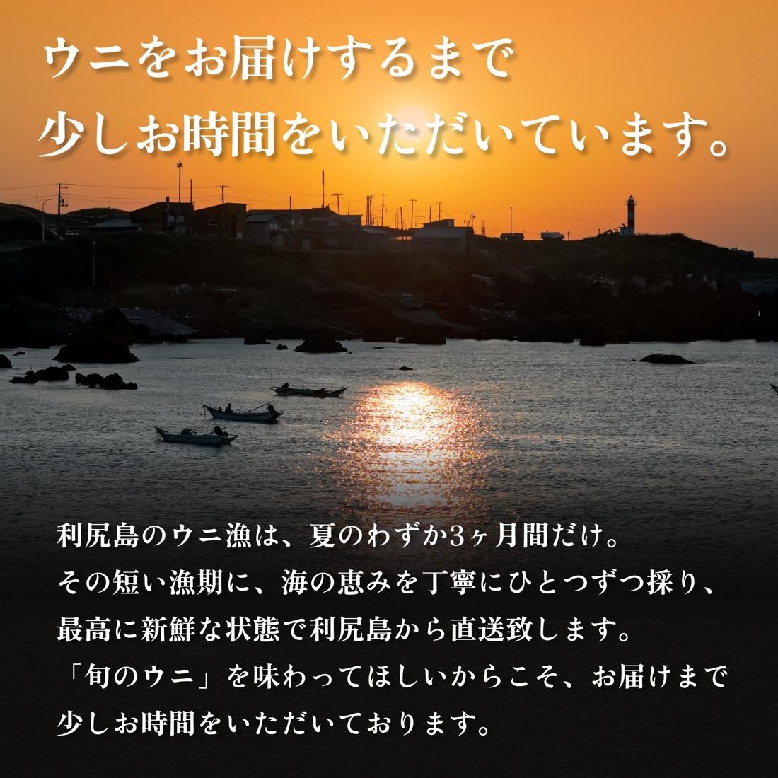 【2026年発送受付】漁師厳選！利尻天然うに”プレミアム”ムラサキウニ 100g塩水パック【2026年6～8月発送分】｜北海道 天然 朝獲れ 塩水ウニ 無添加 ミョウバン不使用 [1060075]