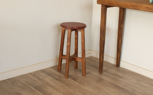 ハイスツール ワインレッド×アンティークブラウン【受注生産商品】 BHRA012