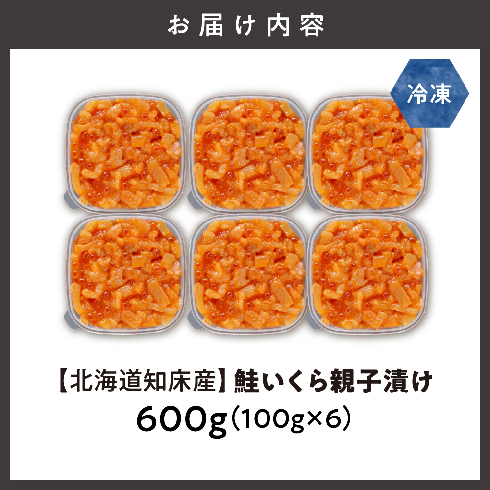 【北海道知床産】鮭いくら親子漬け 600g(100g×6)｜国産 オホーツク産 鮭 さけ 北海道 斜里町