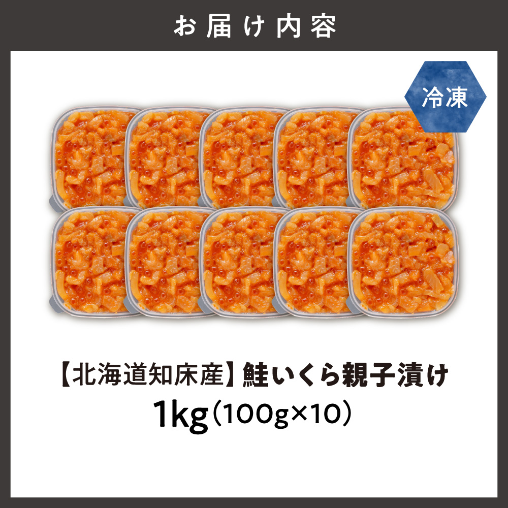 【北海道知床産】鮭いくら親子漬け 1kg(100g×10)｜国産 オホーツク産 鮭 さけ 北海道 斜里町