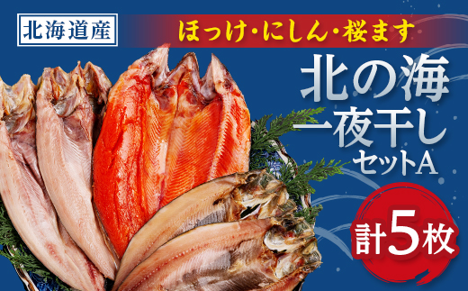 北の海一夜干しセットA(ほっけ2枚・にしん2枚・桜ます1枚)【配送不可地域：離島】【1692850】