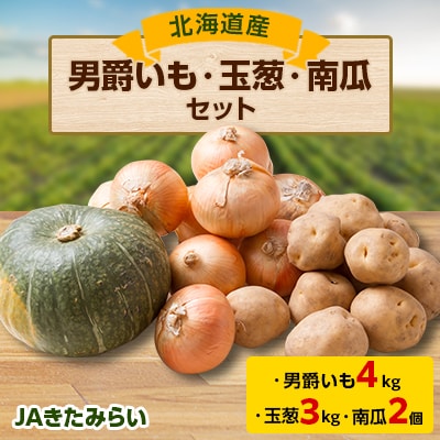 JAきたみらい「男爵芋・玉葱・南瓜」セット【配送不可地域：離島・沖縄県】【1292804】