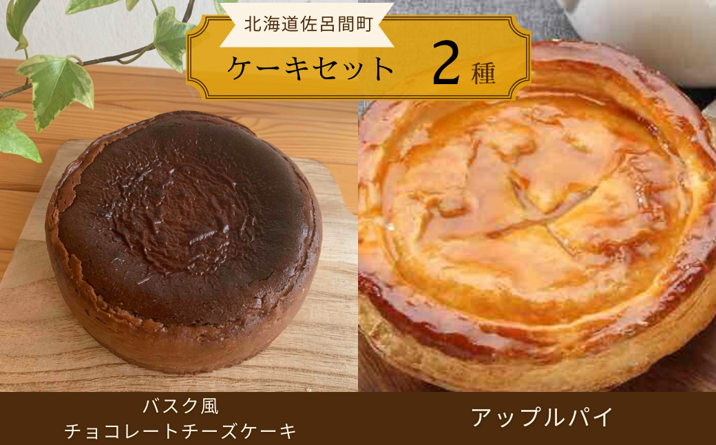 2種のケーキセット（バスク風チョコレートチーズケーキ・アップルパイ） SRMJ039