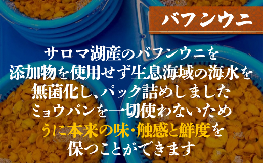 【先行予約】サロマ湖産 無添加 バフンウニ 120g（60g×2）海水パック SRMA021