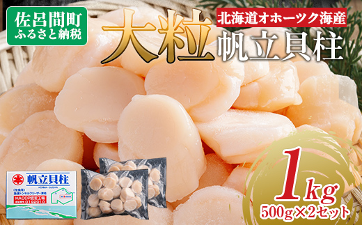 北海道オホーツク海産 大玉帆立貝柱 500g×2セット SRMR002