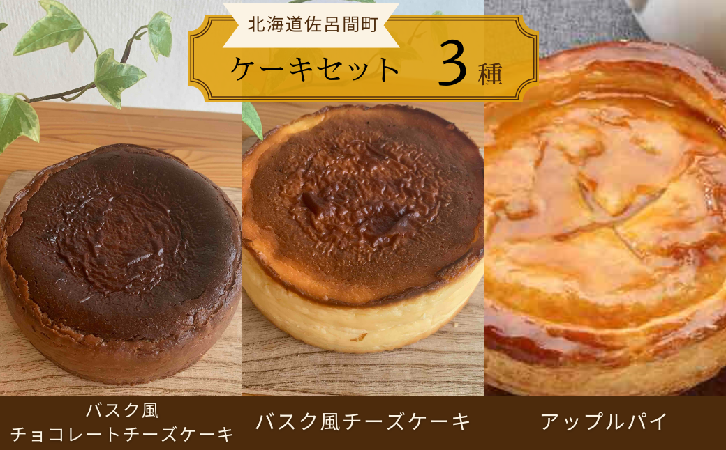 3種のケーキセット（バスク風チョコチーズ・バスク風チーズケーキ・アップルパイ） SRMJ044