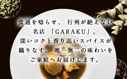 GARAKUスープカレーチキン詰合せ (180g×10個) ( ふるさと納税 スープカレー カレー チキンスープカレー 本格スパイスカレー コク旨 北海道名物 北海道 遠軽町 GARAKURETAIL ) en01-00035