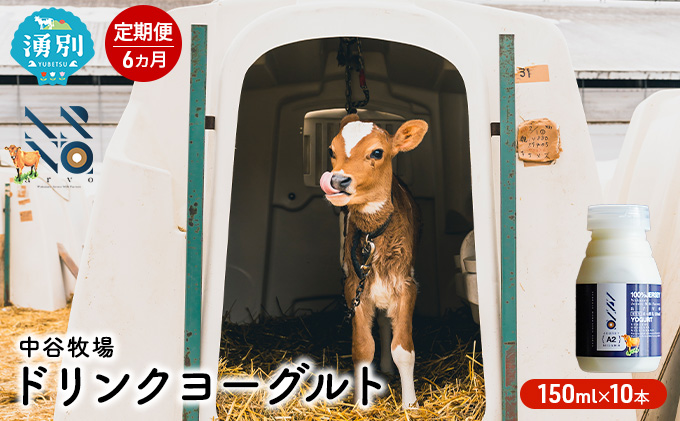 【6カ月定期便】中谷牧場 ドリンクヨーグルト 150ml×10本 ジャージー牛 A2ミルク やさしい 国産 オホーツク北海道 乳飲料 乳製品 飲み物 朝食 発酵食品 発酵飲料 飲むヨーグルト