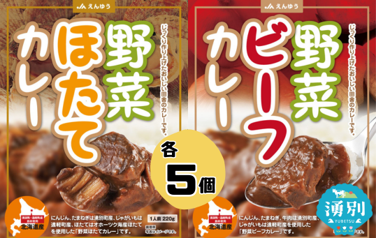 野菜ビーフカレー・野菜ほたてカレー 各5個　惣菜　カレー　レトルト　インスタント　