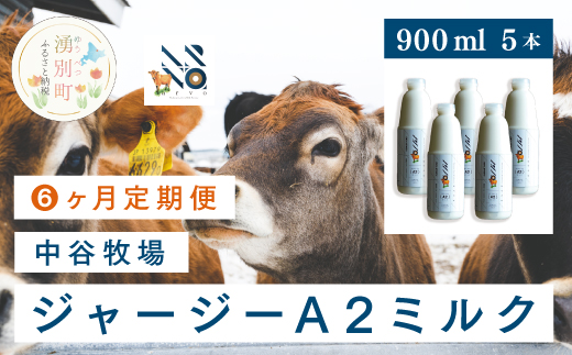 【6カ月定期便】中谷牧場 ジャージーA2ミルク　900ml×5本