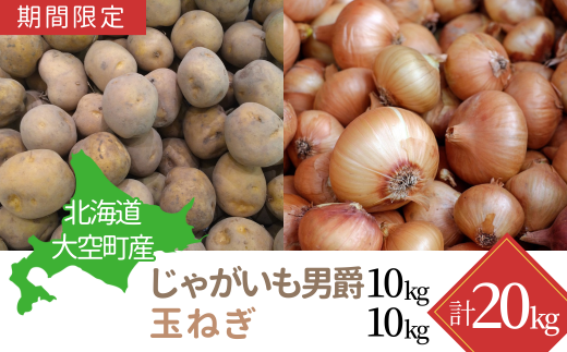 【期間限定】北海道大空町産じゃがいも（男爵）10kg・玉ねぎ10kg 計20kg OSA043